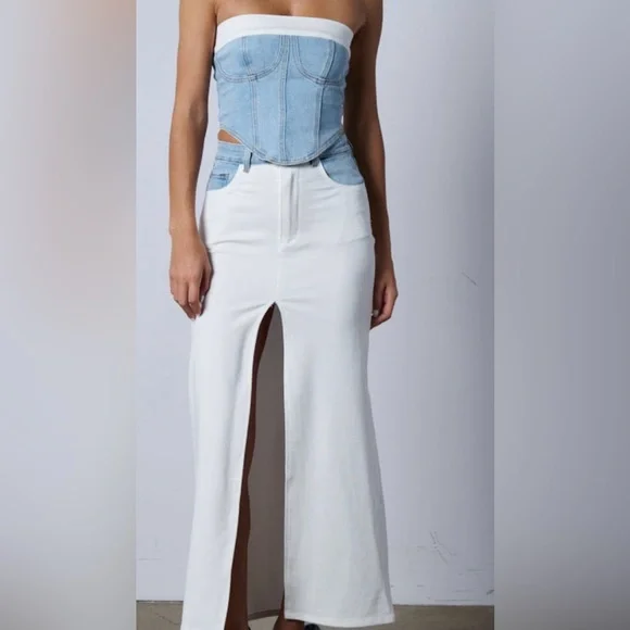 New AKIRA two piece denim and white skirt set size S - Picture 6 of 6